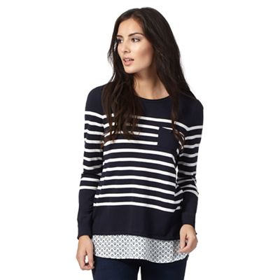 The Collection Navy 2-in-1 striped jumper